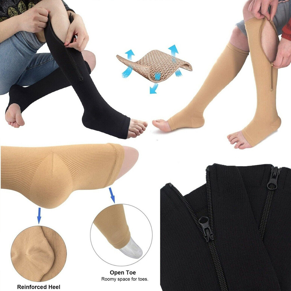 Compression Socks Calf Zipper for Men Women Sports Calf Sleeve for Pain Relief