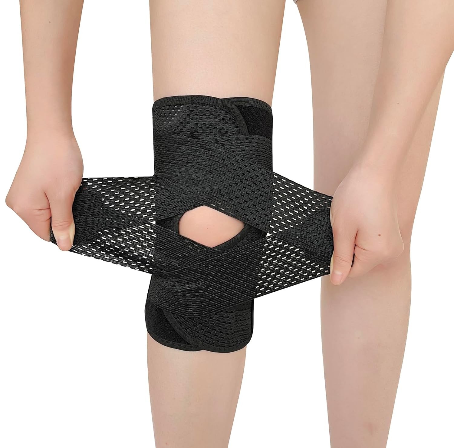 Knee Brace Adjustable Compression Support with Stabilizers for Pain Relief