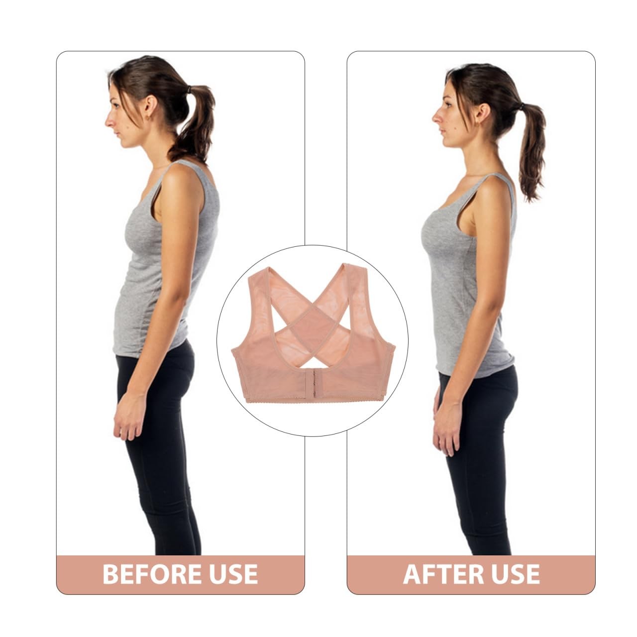 Beavorty Women Posture Corrector Brace Adjustable Back Support Belt M, Pink