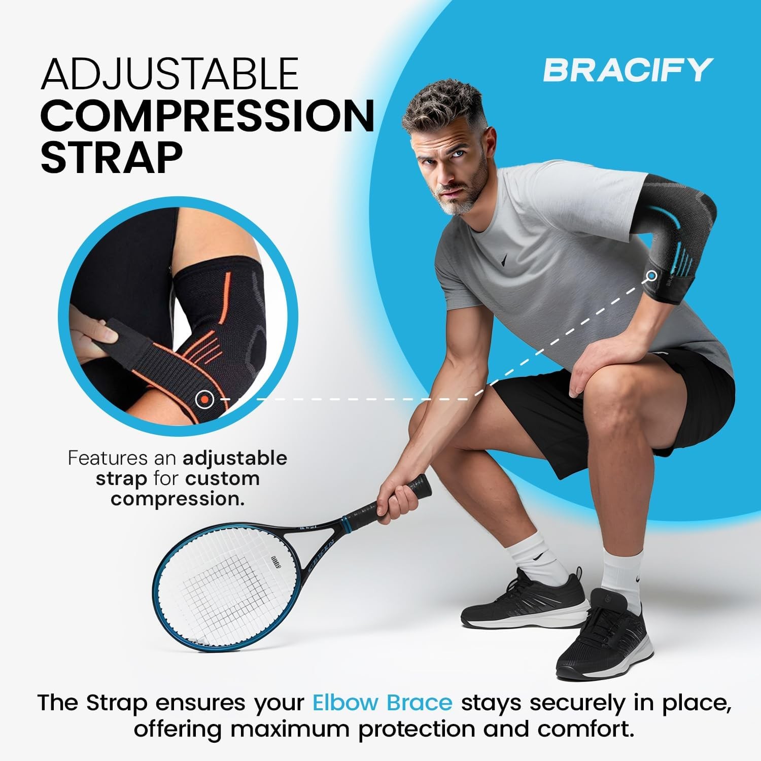 Tennis Elbow Brace for Women & Men, Fitness and Everyday Use X-Large, Blue