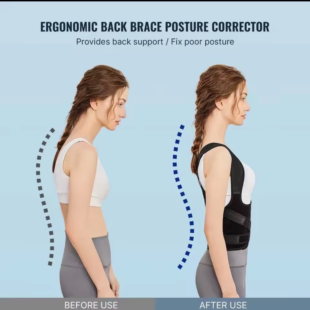 Adjustable Posture Corrector Low Back Support Shoulder Brace Belt for Men Women