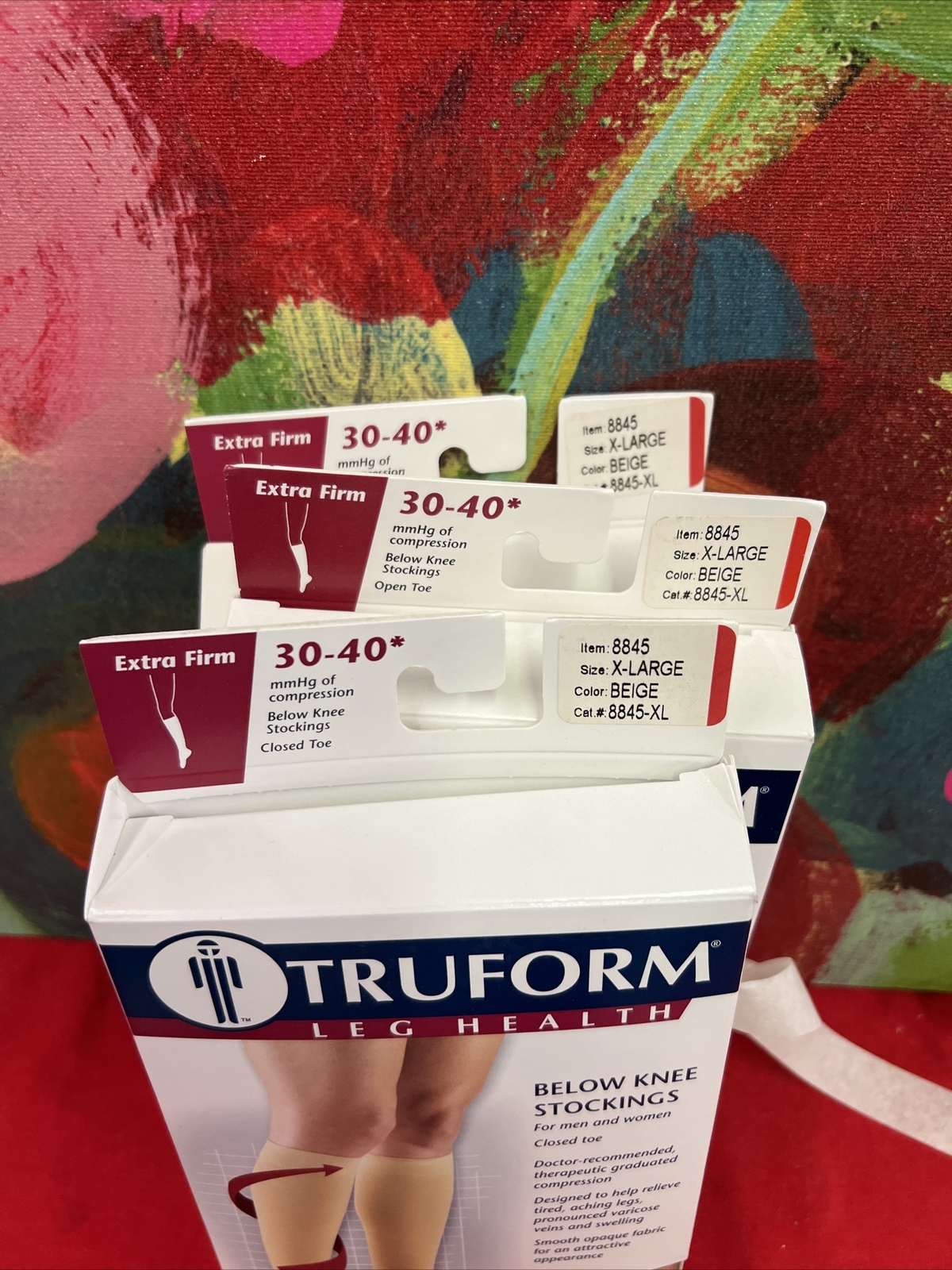 TRUFORM Lot Of 3 Pr Below Knee OT 30-40 mmHg Beige XL New In Box