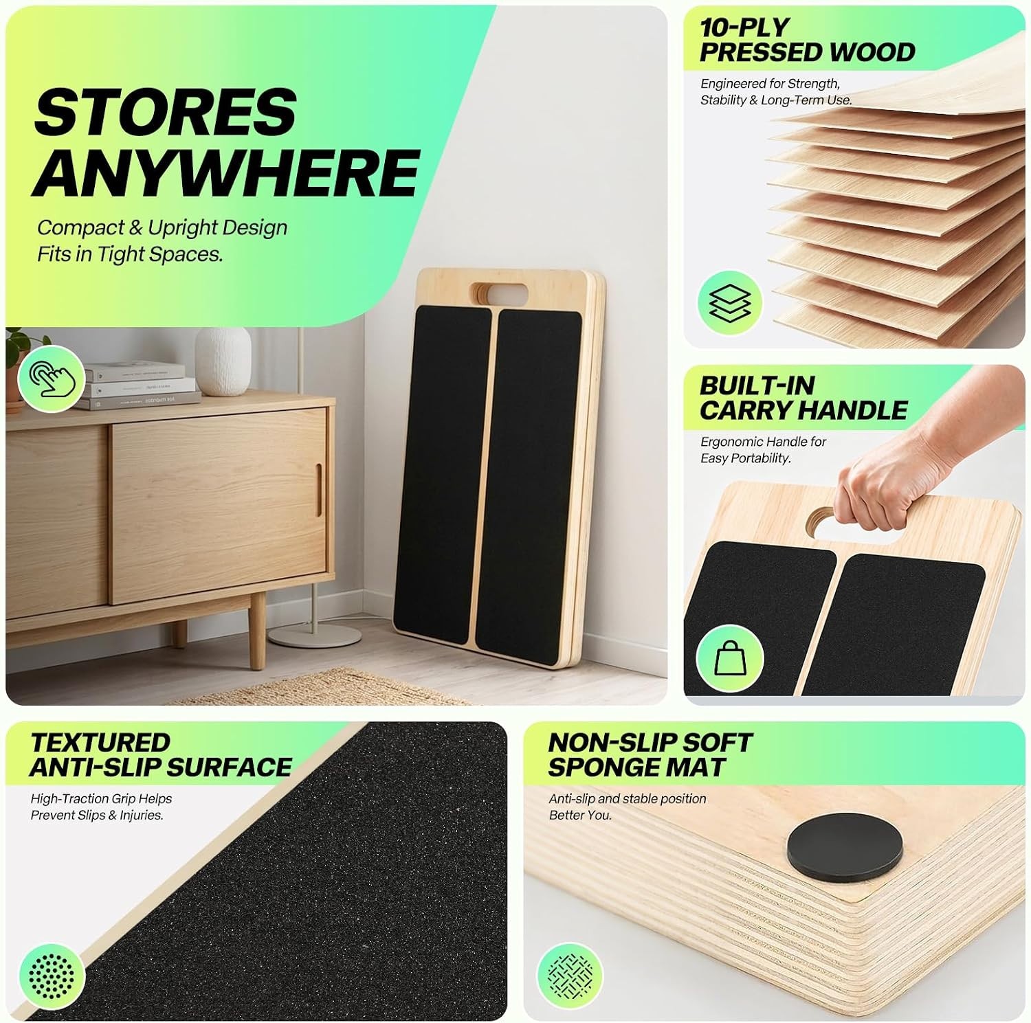 3rd Gen Adjustable Slant Board for Calf Stretching & Squat Wedge – Non-Slip P