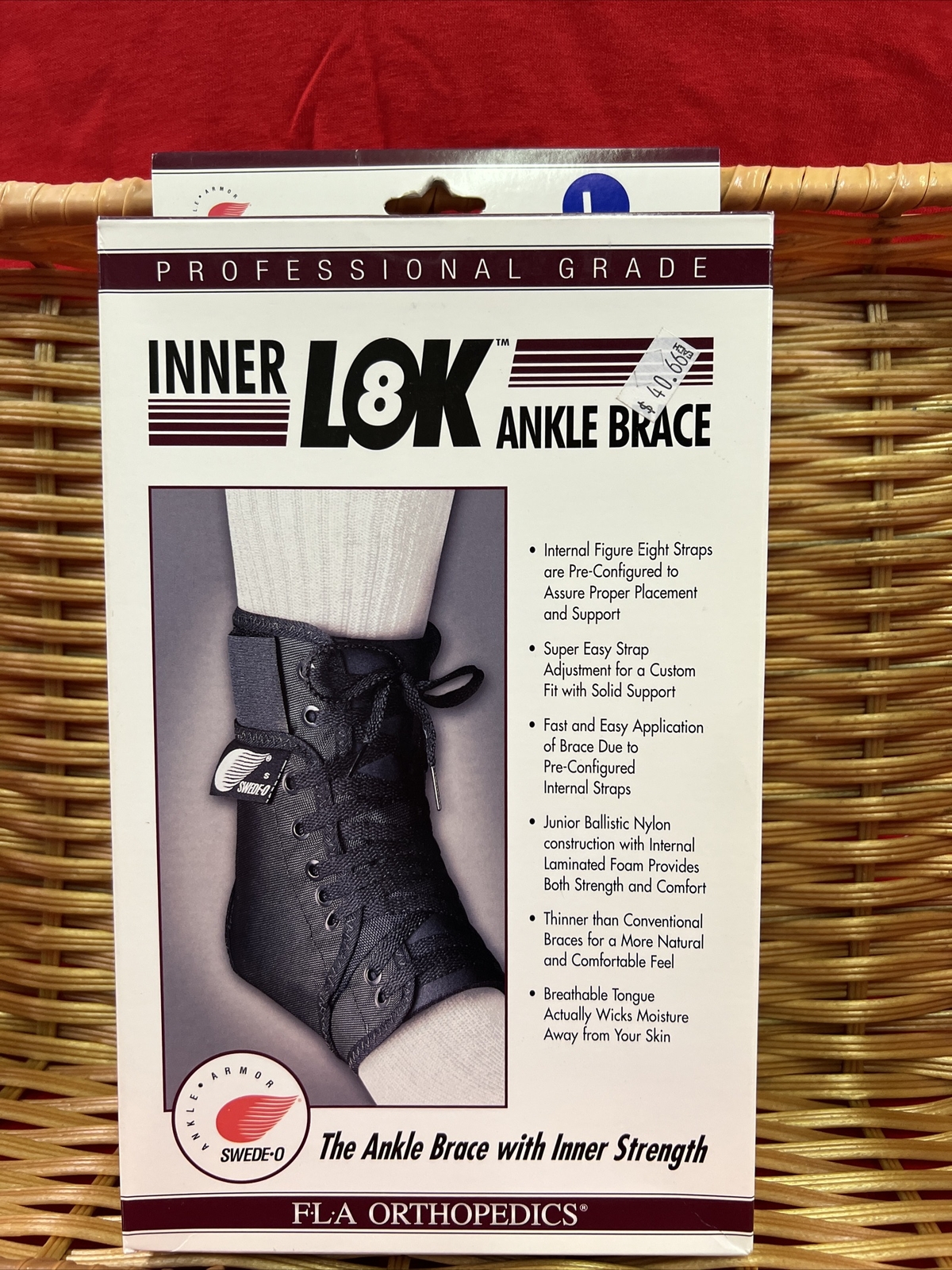FLA Orthopedics Swede-O Inner Lok 8 Ankle Brace Size Large Black New In Box