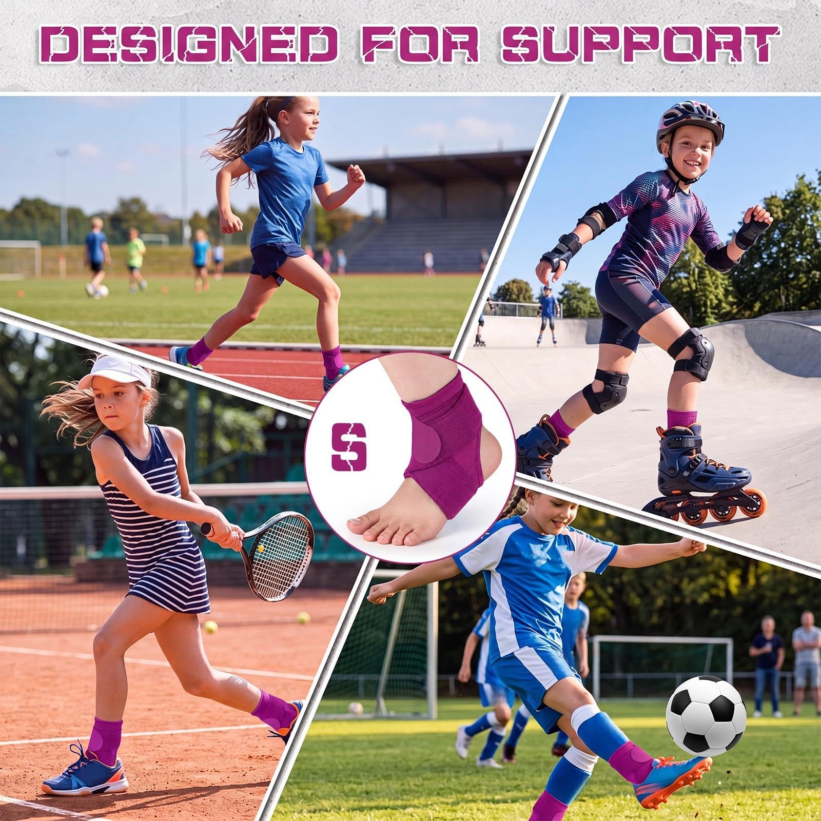 Honoson 2 Pcs Kids Ankle Brace Youth Ankle Support for Sports,Rose Red,S | Ne…