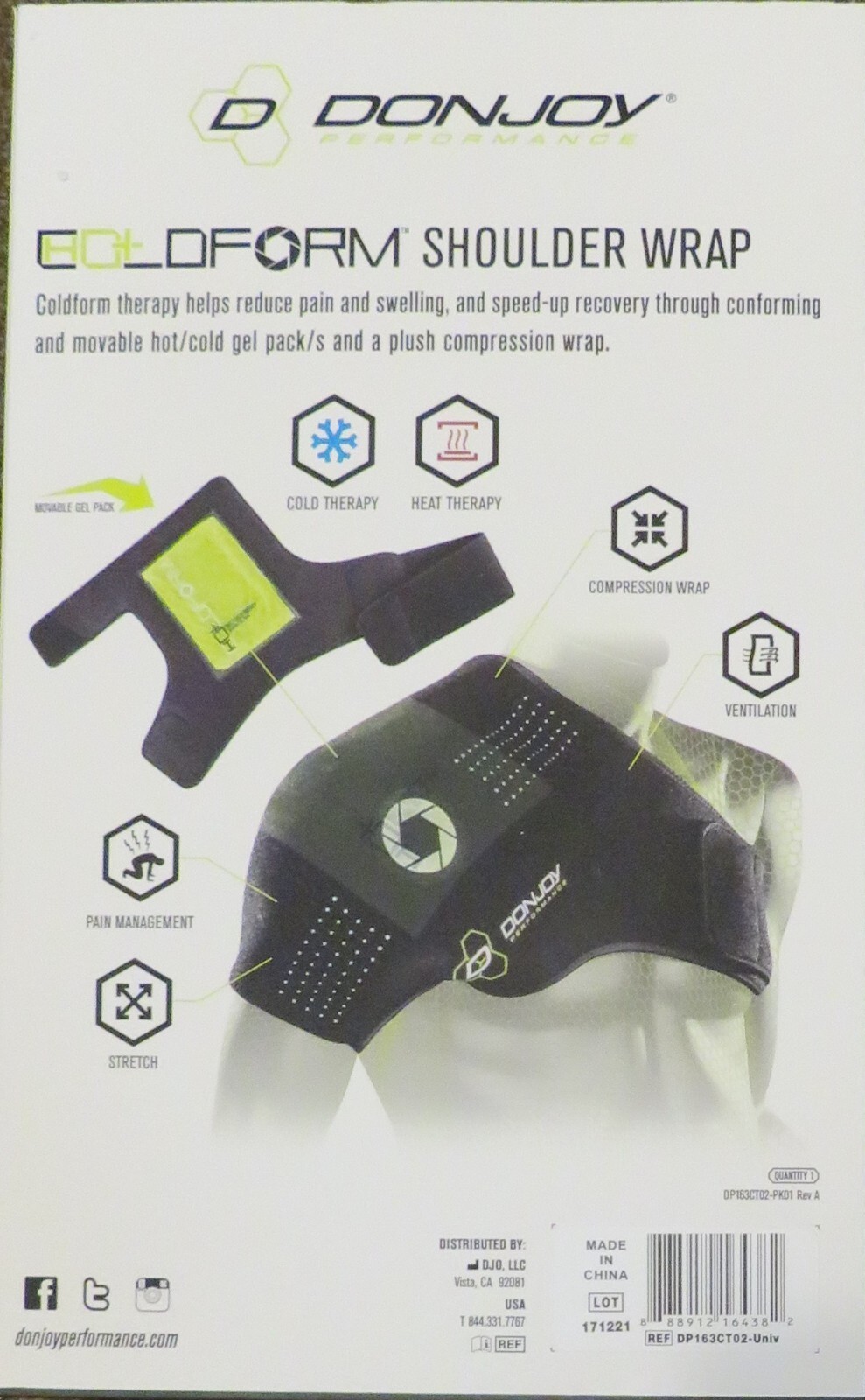 Therapy Compressive Hot/Cold Shoulder Wrap + Gel Pack Donjoy Performance