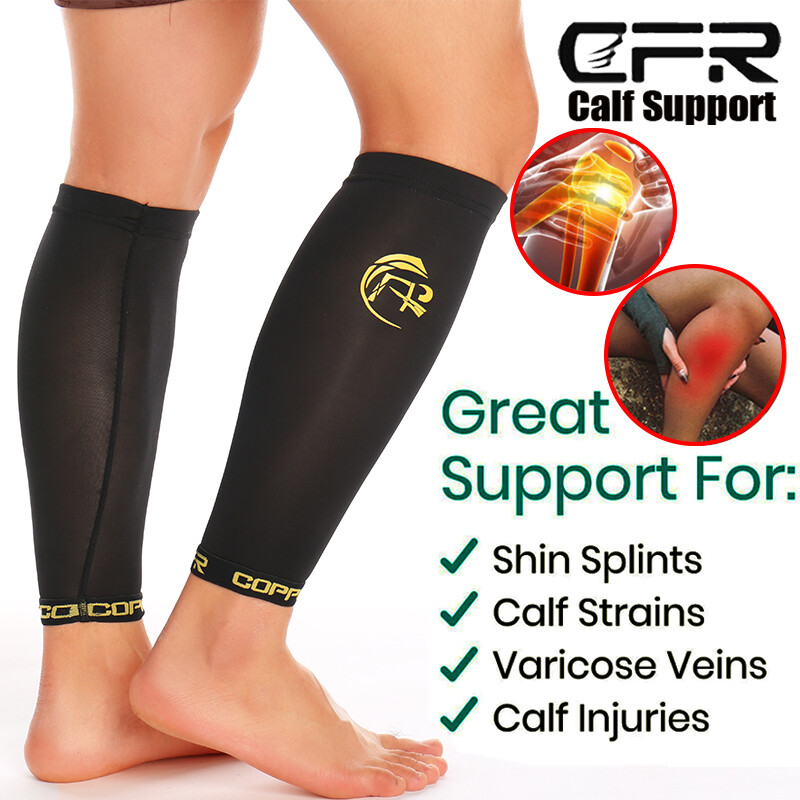 COPPER Compression Calf Sleeve Leg Support Brace Sport Shin Splint Socks Running