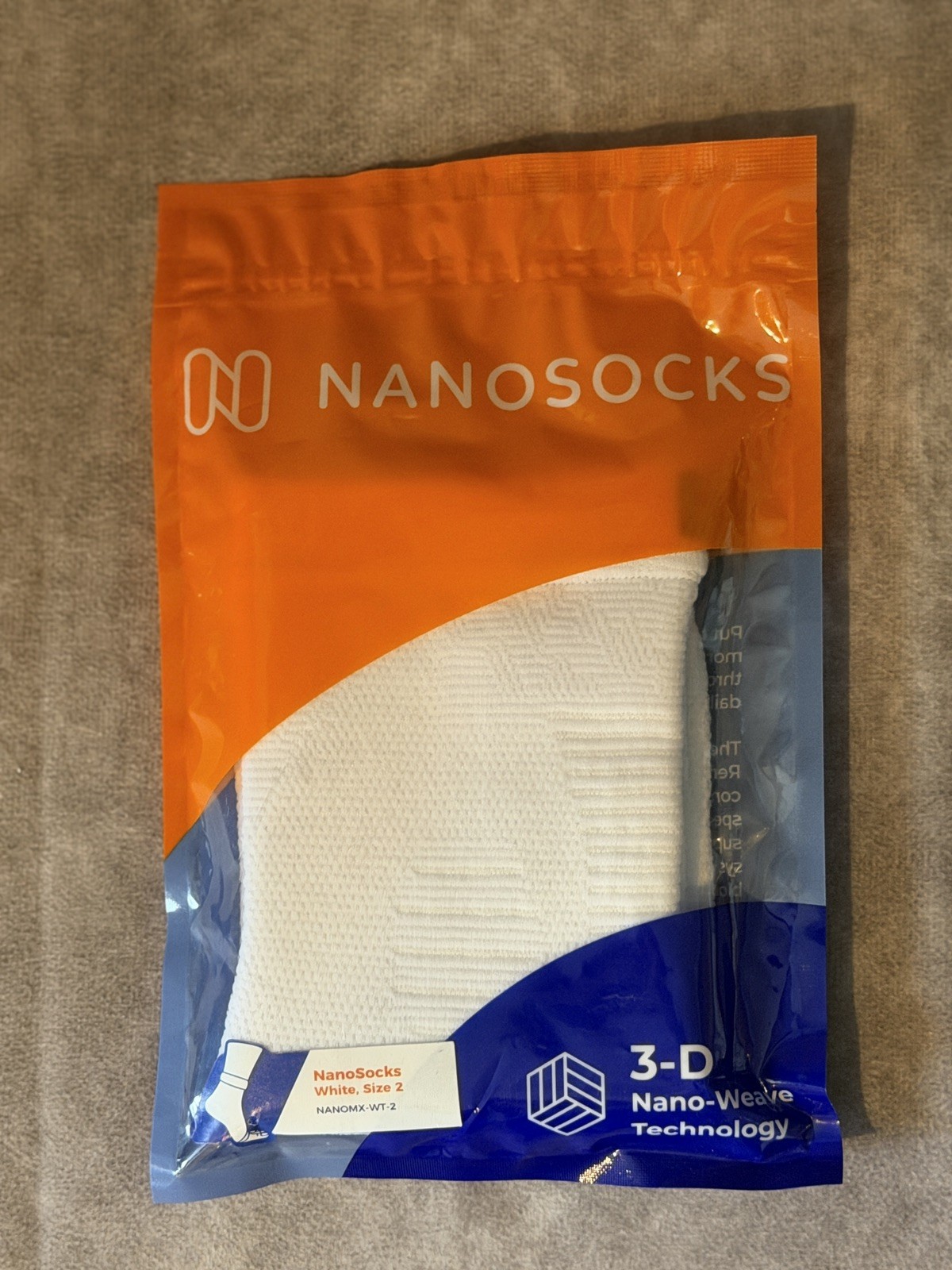NANOSOCKS 3D Nano-Weave Technology White Compression Socks Size 2 NANOMX-WT-2