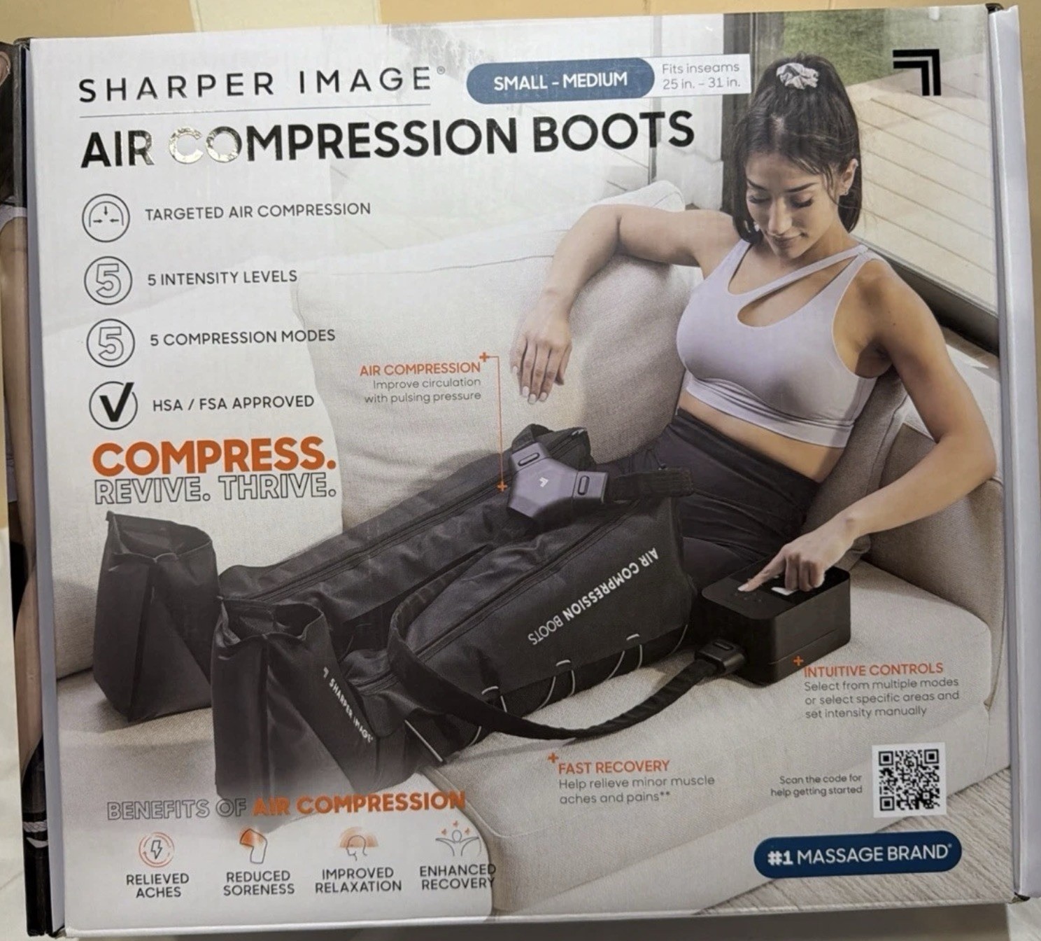 SHARPER IMAGE Air Compression Boots Small-Medium Muscle Massager. Black. New