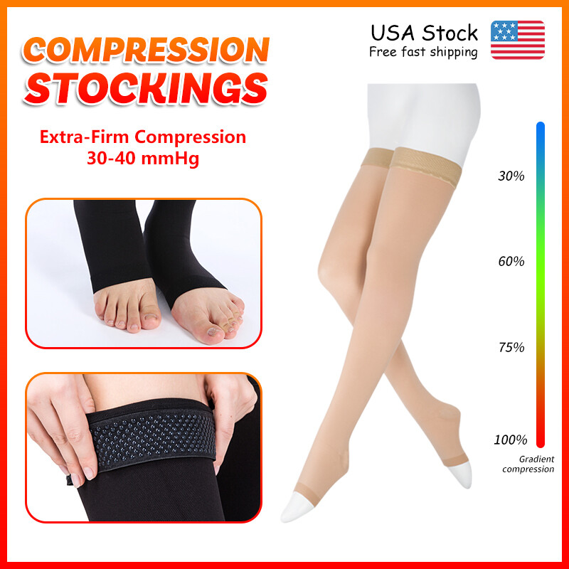 Compression Stockings Thigh High Medical Graduated 30-40 mmhg Aching Feet Ulcers