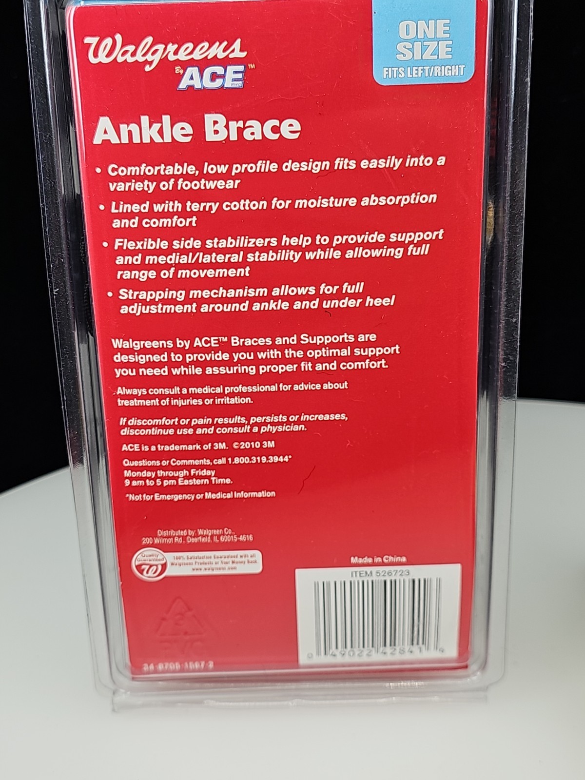 Walgreens Ace Ankle Brace With Side Stabilizers One Size Fits All R/L Foot