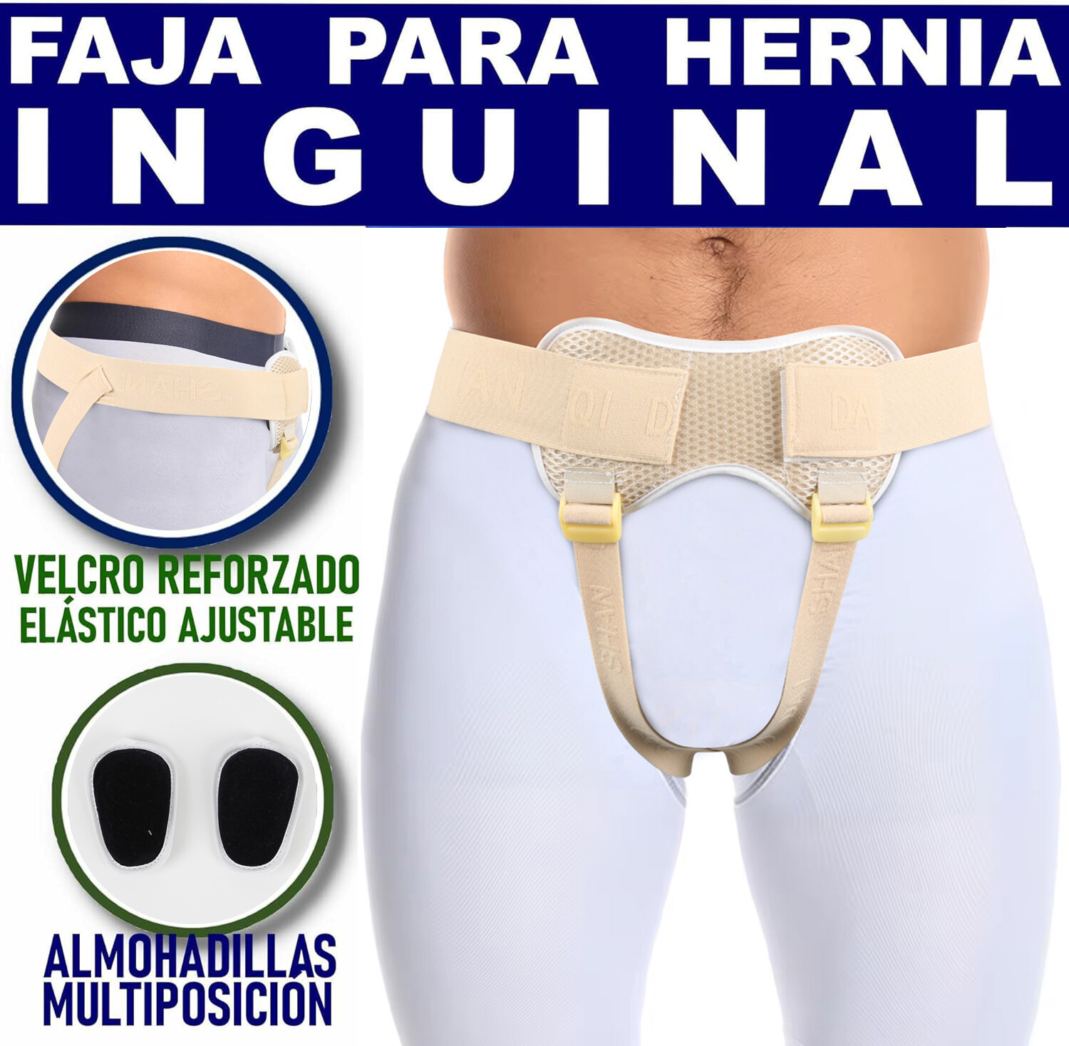 FAJA PARA HOMBRE HERNIA INGUINAL DE INGLE IZQUIERDA Y DERECHA ELASTICA AJUSTABLE