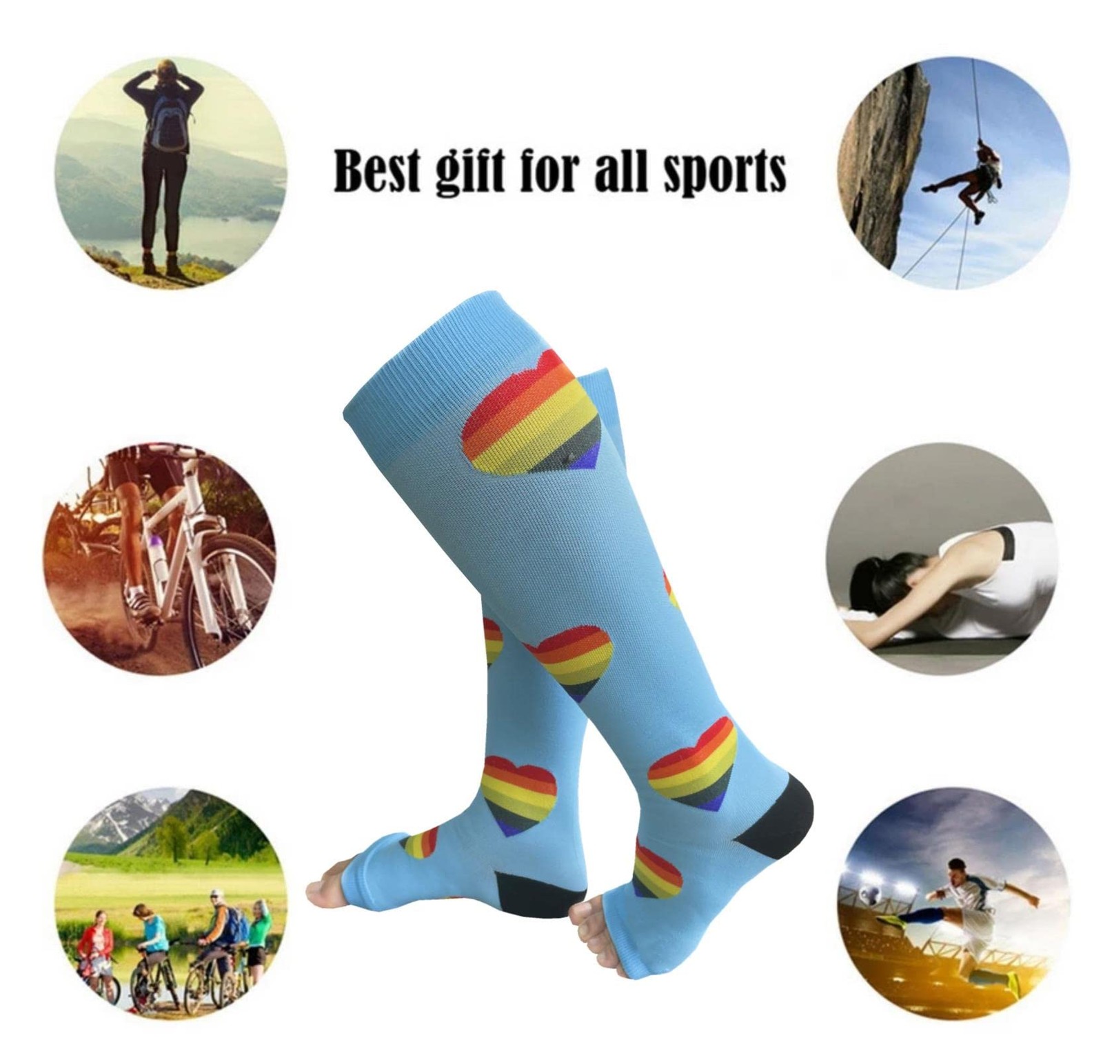 Open Toe Compression socks 3 Pairs Toeless Compression socks for Women Men 15…