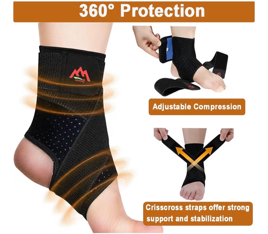 Sinvic 2Pack Adjustable Support Ankle Brace for Men Women Sports Football Breath