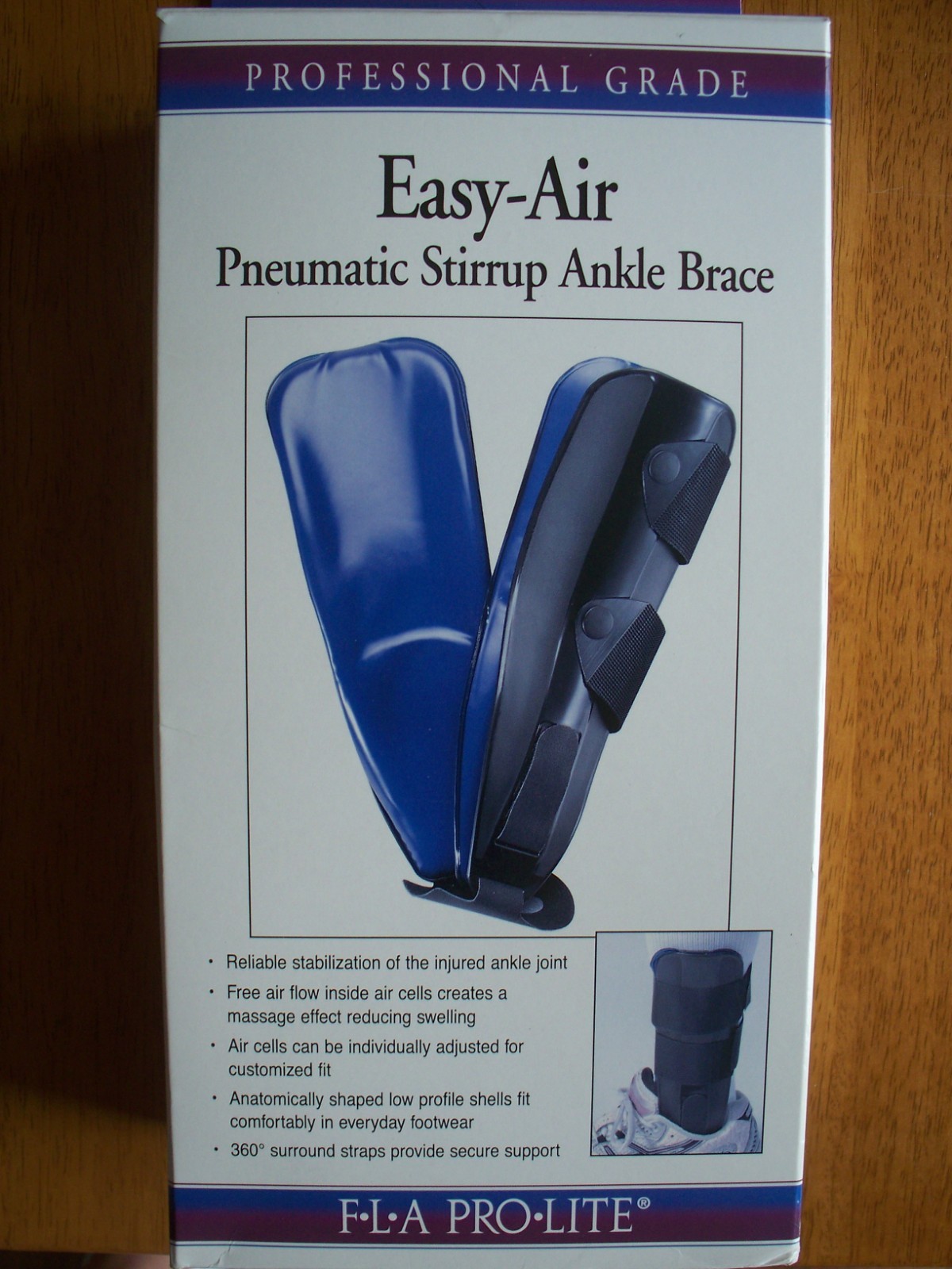 FLA Orthopedics, Pneumatic Stirrup Ankle Brace, Right, Size Trainer, New in Pkg