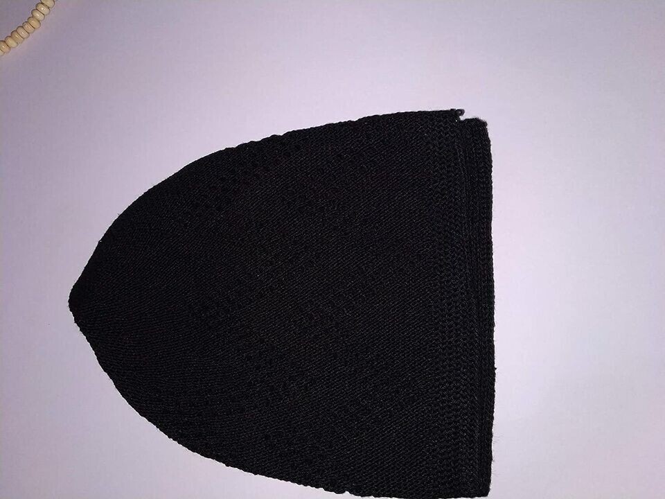 Muslim Cotton Open-Knit Turkish Islamic Skull Kufi Cap Kuffiyeh Black Hat