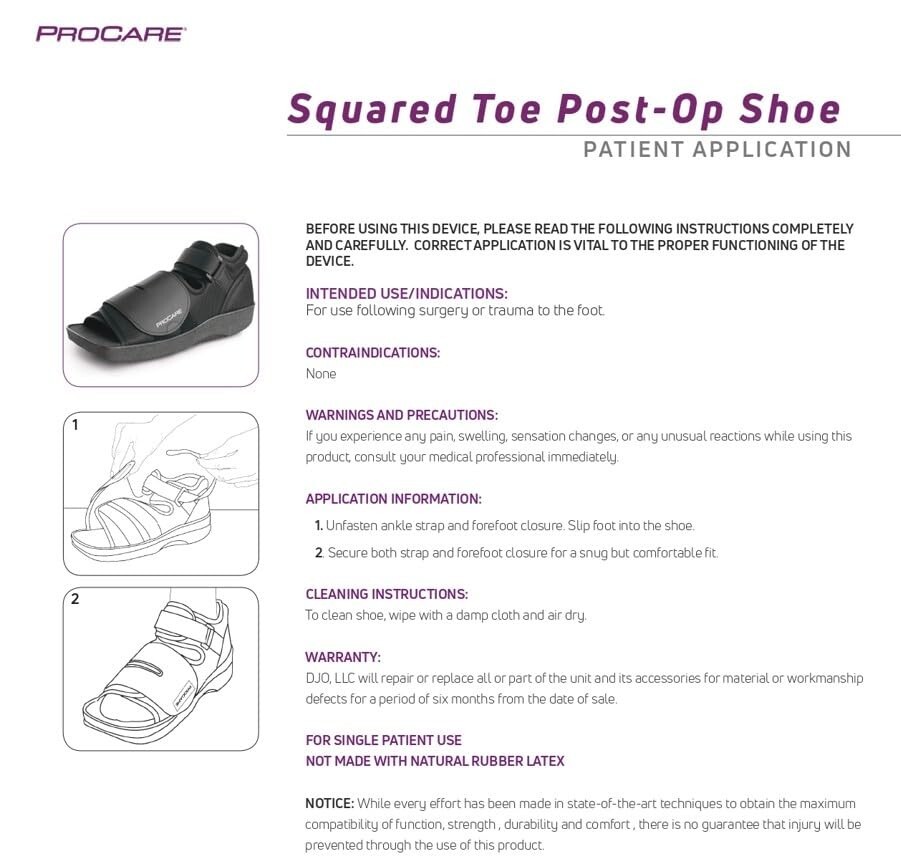 ProCare Squared Toe Post-Op Shoe Size: Small ( Wear on the left or right )