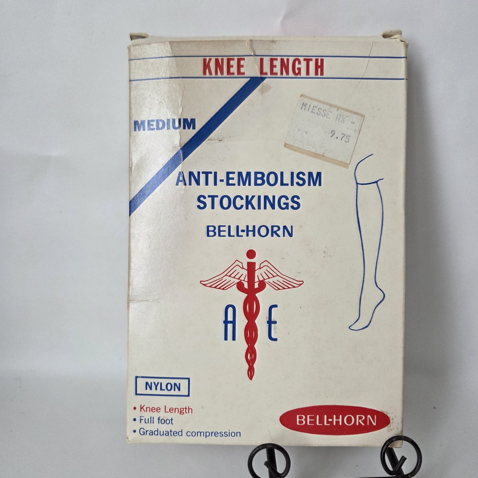 Vintage Bell-Horn Sz Medium Beige Anti-Embolism Knee Length Closed Toe Stockings