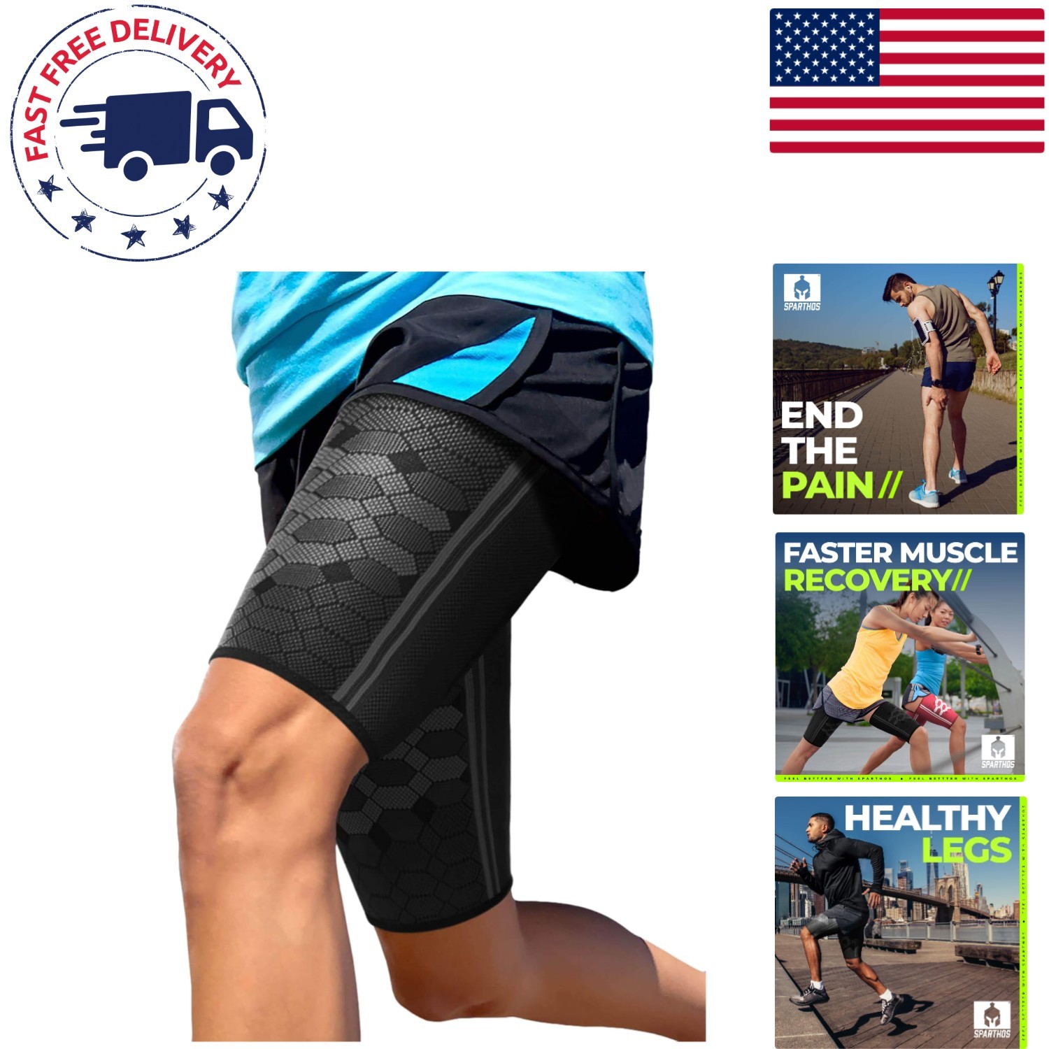 Maximize Comfort: XL Black Thigh Compression Sleeves for Pain Relief & Recovery