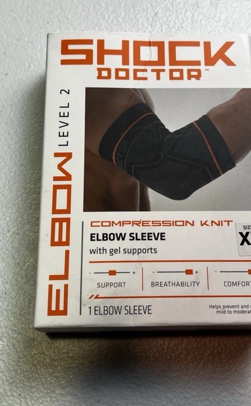 Shock Doctor Compression Knit Elbow Sleeve with Gel Support – Black – XS
