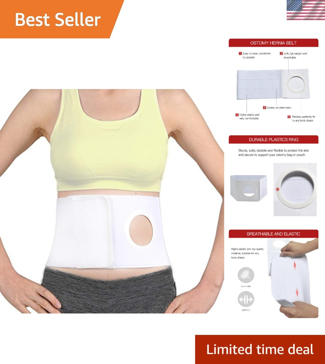 Flexible Ostomy Belt for Stoma Support – Large, Breathable Design for Comfort