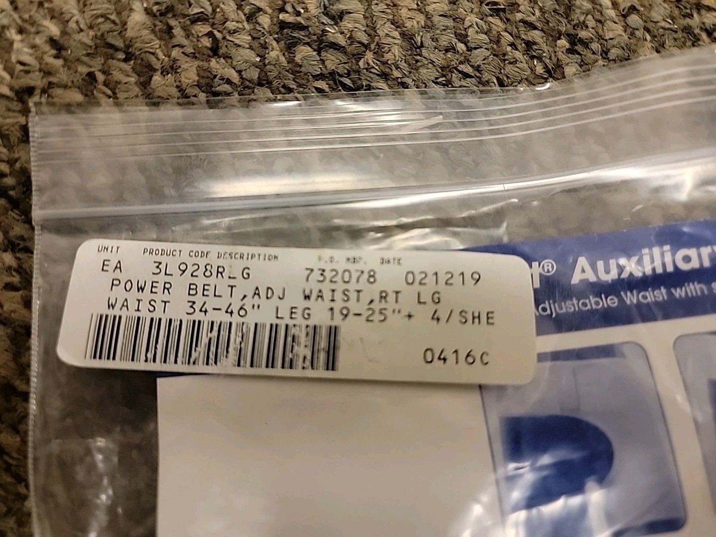 Knit Rite Power Belt Auxiliary Suspension Belt 3L928RLG LARGE Right Leg