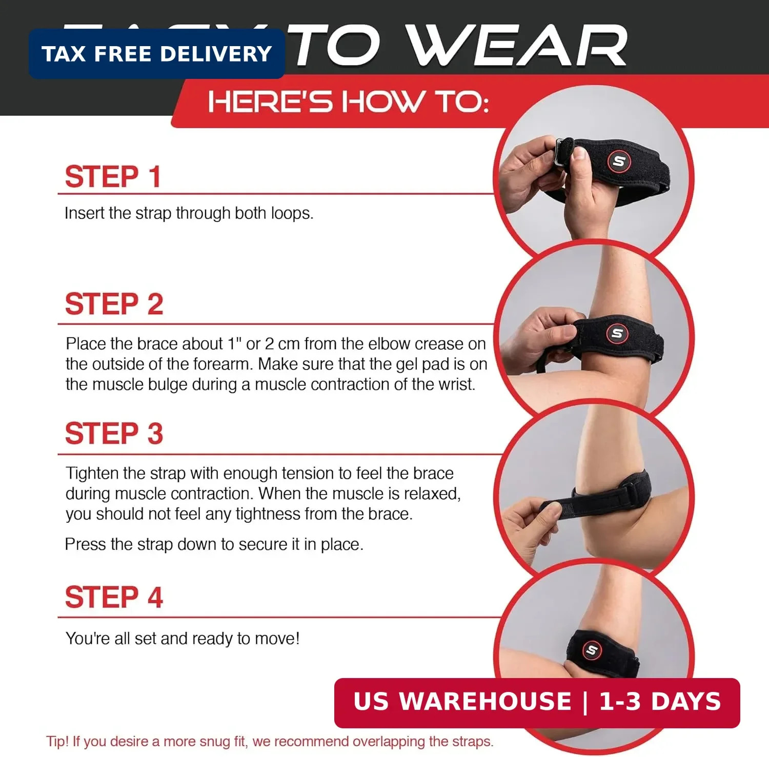 Sleeve Stars Tennis Elbow Brace for Men & Women, Elbow Brace for Tendonitis.