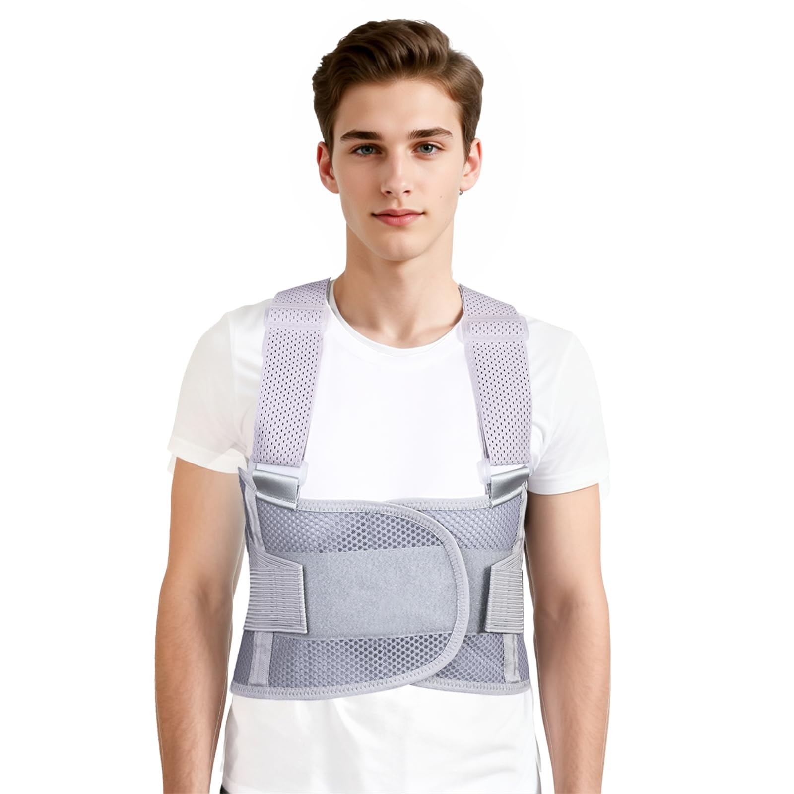 Adjustable Rib Sternum Support Brace Elastic Compression Wrap Grey