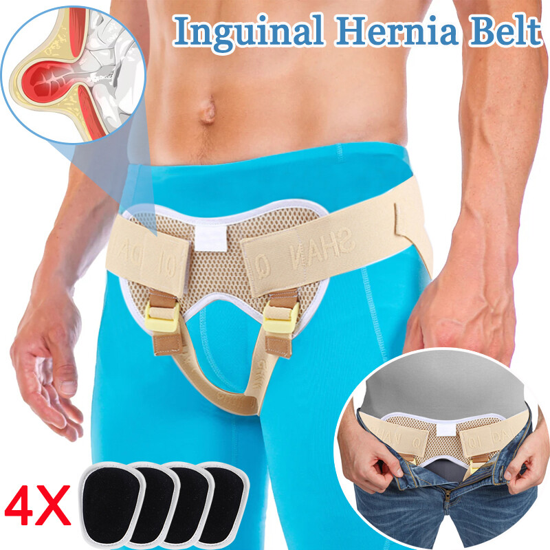 Mens Inguinal Groin Hernia Support Belt Hernia Pain Relief Truss Brace & 4 Pads