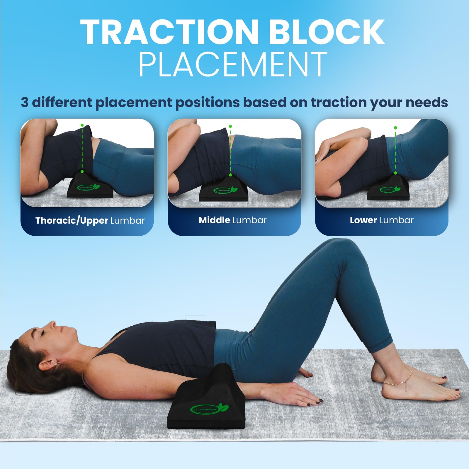 Lumia Wellness Lumbar Traction Block, Chiropractic Back Stretcher for Pain…