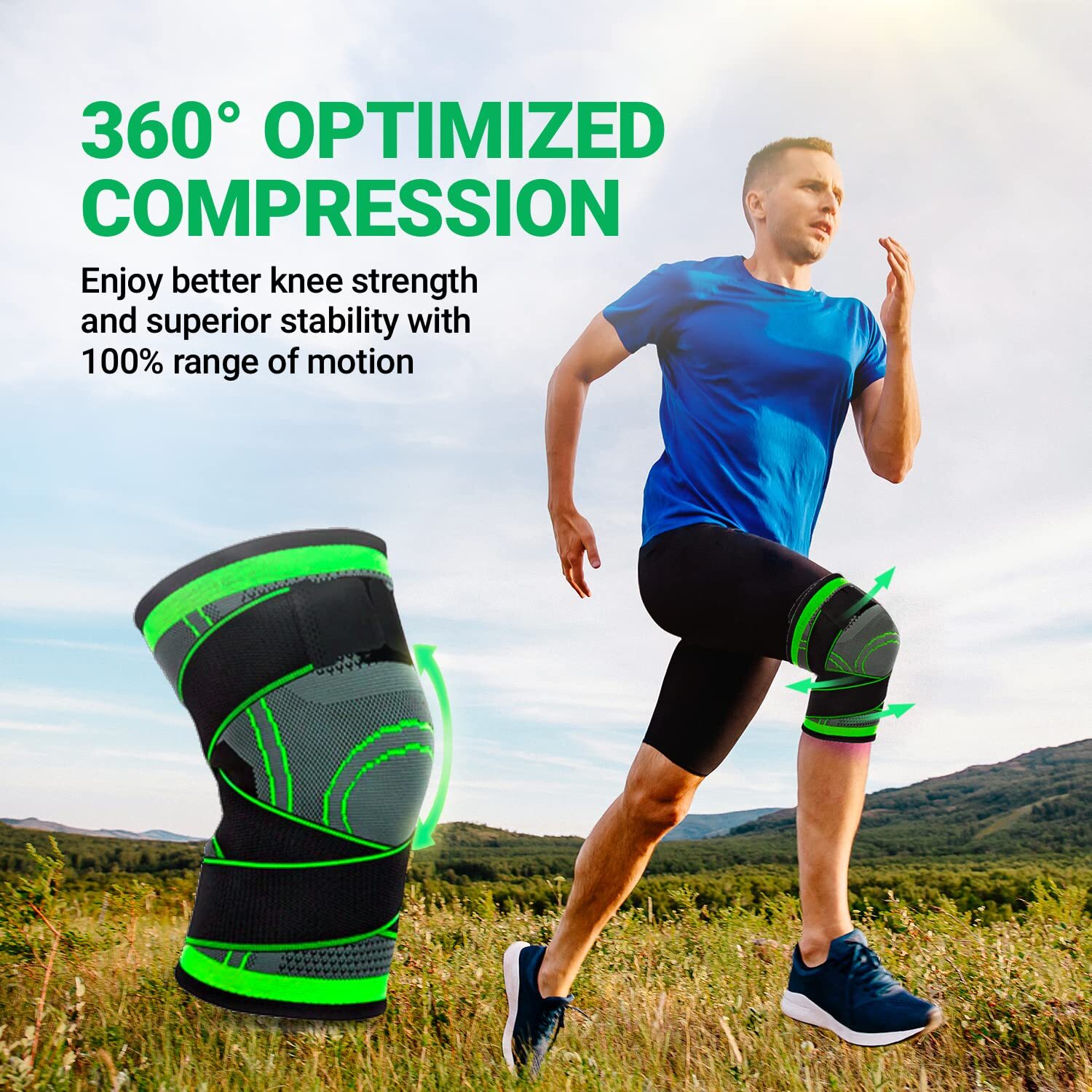Knee Support Compression Sleeve Meniscus Brace Strap Joint Pain Relief Arthritis