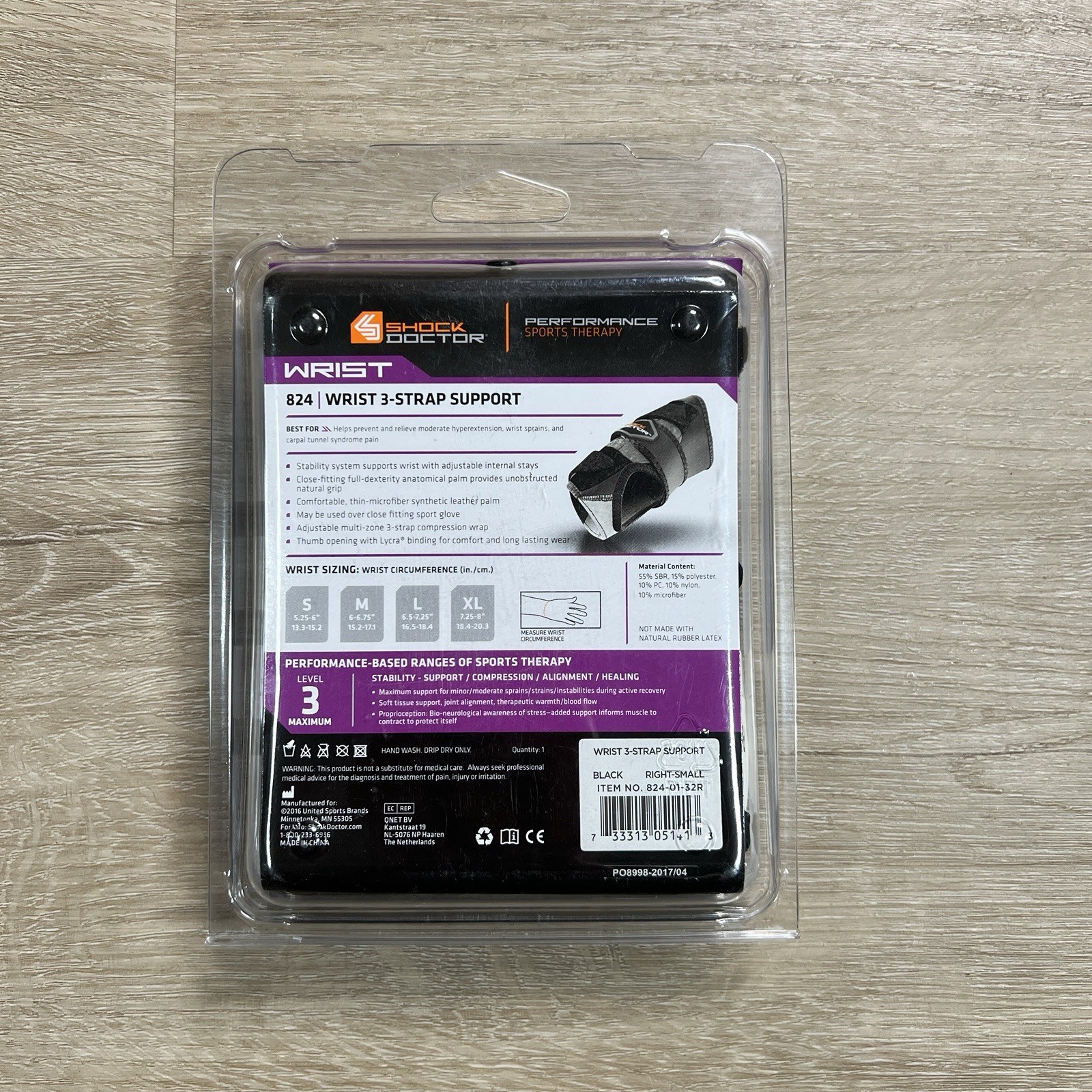 Shock Doctor 824 Wrist 3 Strap Support Level 3 RIGHT Size Small New