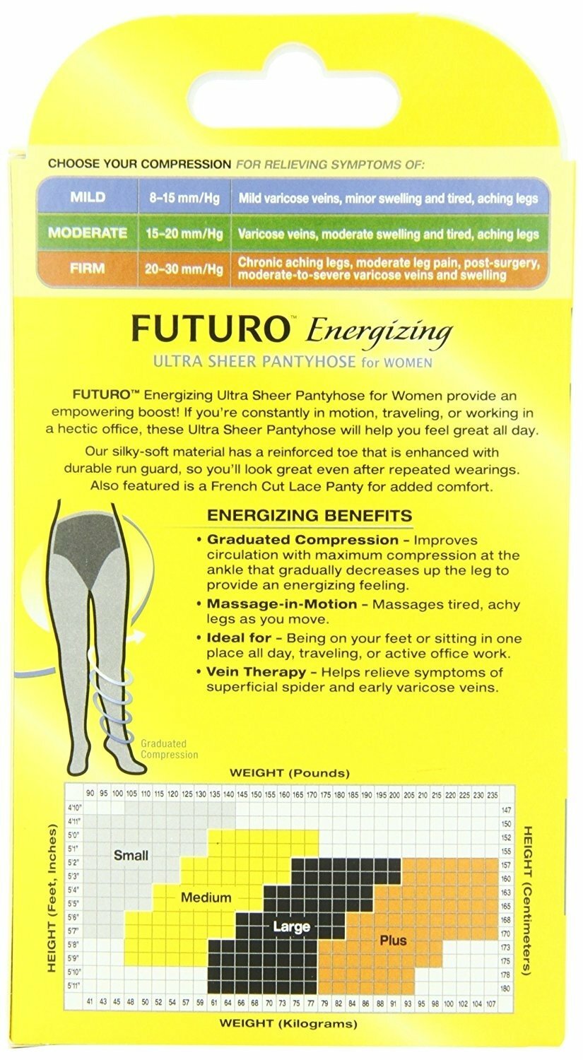 3M Futuro Ultra Sheer Pantyhose Mild Plus Size Compression Silky Soft Nude 1Pair