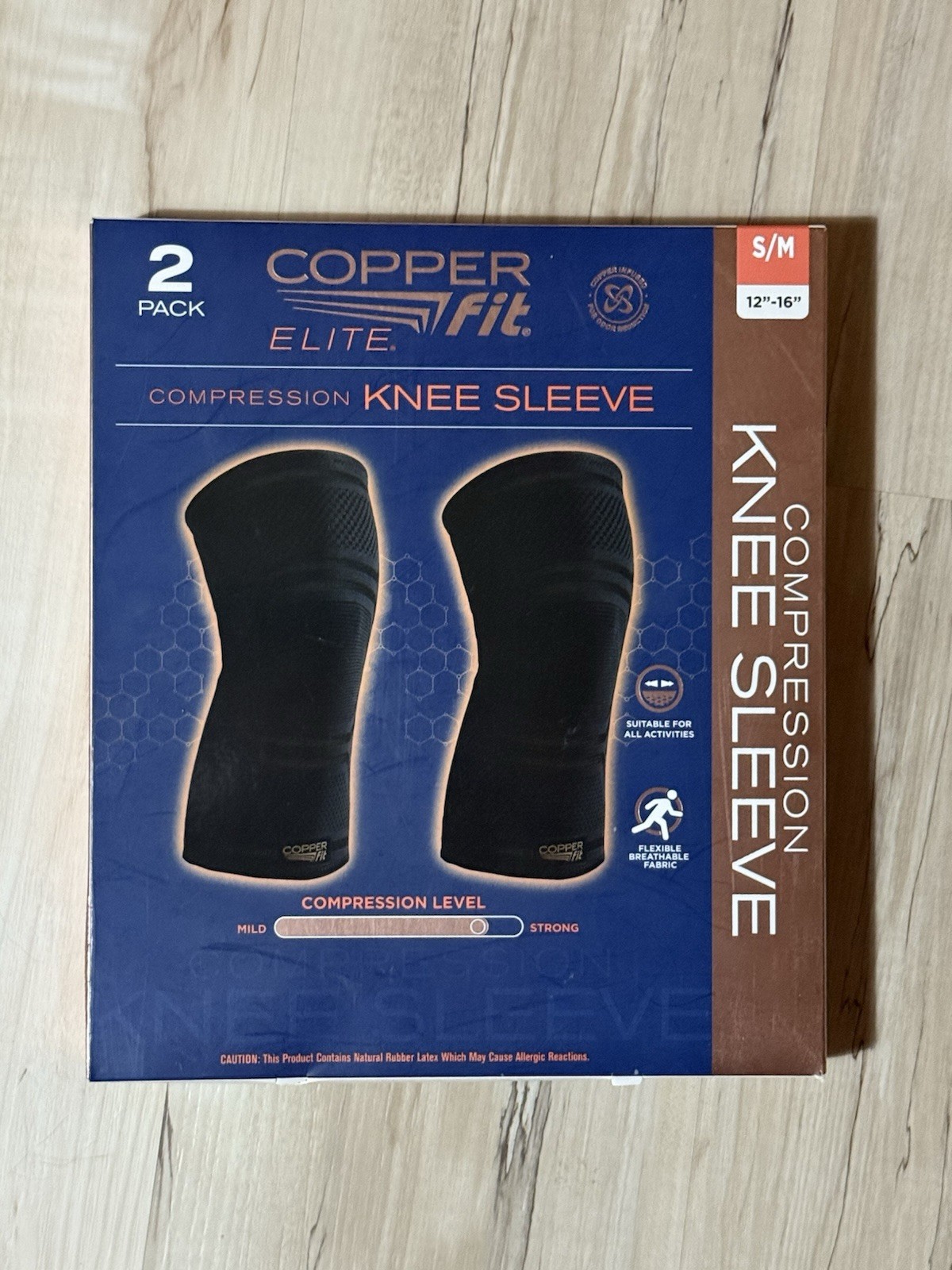 Copper Fit Elite Compression Knee Sleeve 2 Pk S / M 12-16″ Airflow NEW Open BOX