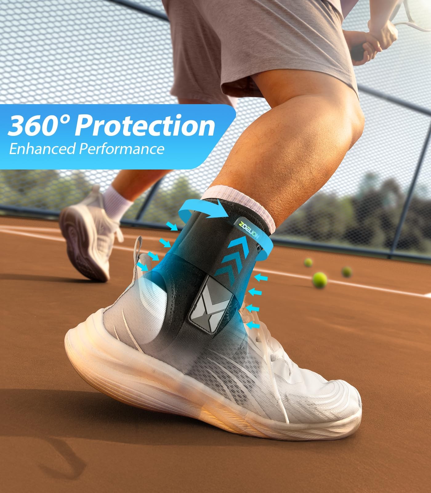 ZOELION Ankle Brace Men Women Self-Adjusting Side Pads, Slim & Flex Support