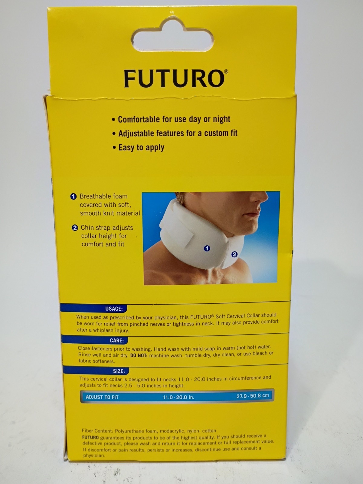 FUTURO Soft Cervical Collar Neck Custom Adjust. Fit Moderate Support