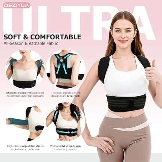 Posture Corrector Back Brace Adjustable Shoulder Support Pain Relief M 28-34