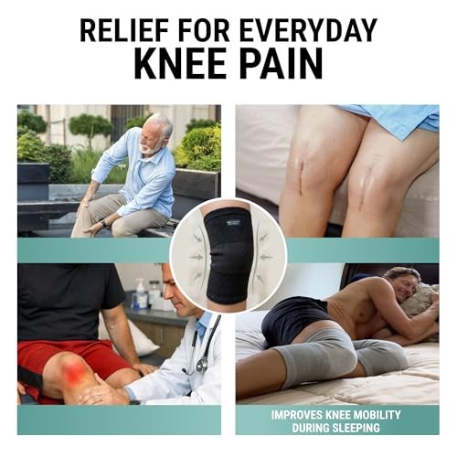 Onecompress Bamboo Compression Knee Sleeve for Women & Men, Knees L Black