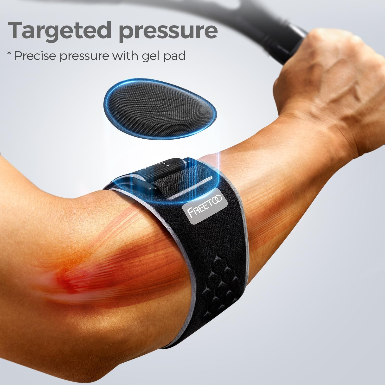 Adjustable Elbow Brace for Tendonitis & Tennis Elbow Relief – Gel Pad Support L/