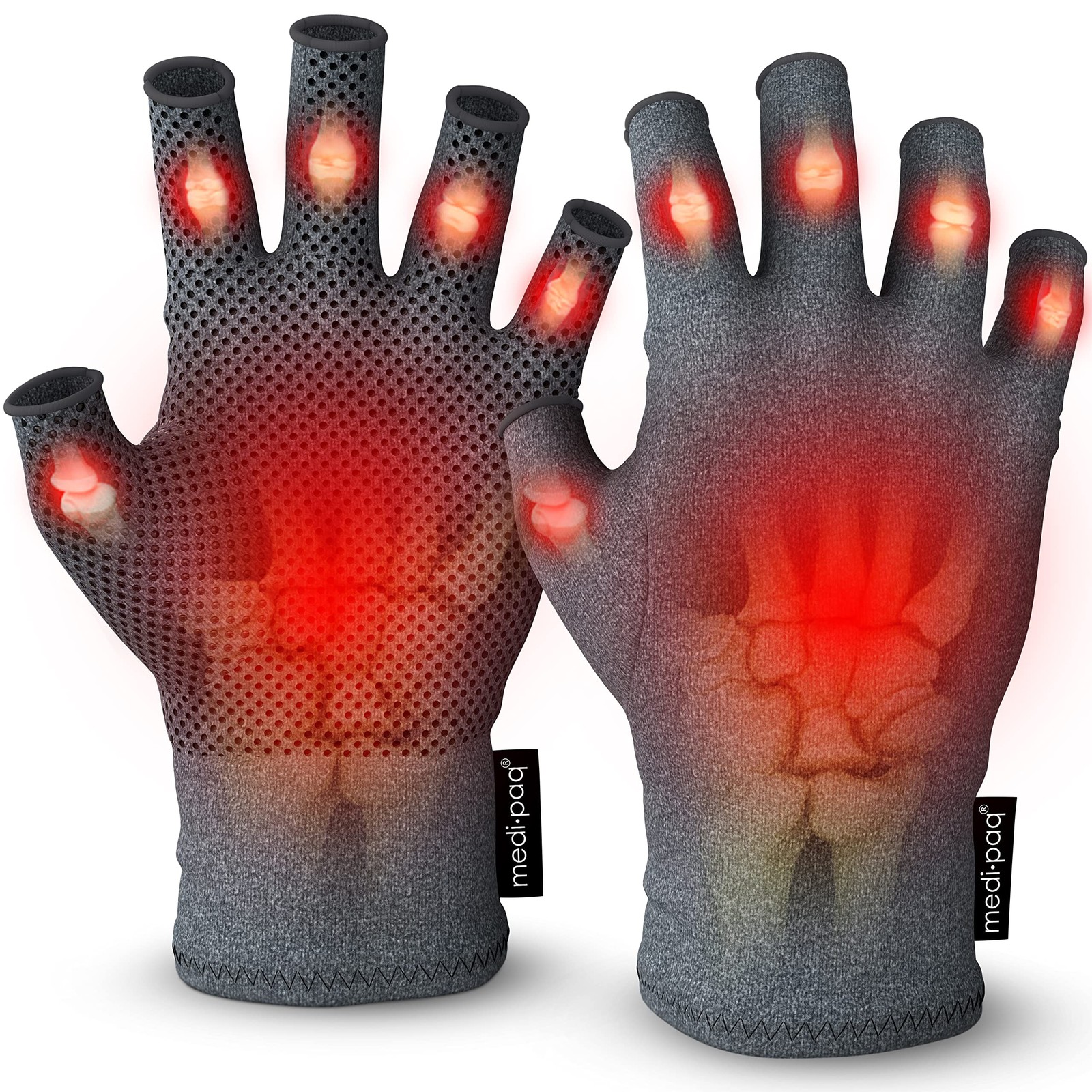 Medipaq Arthritis Gloves (Large) – Compression Small (1 Pair), Grey