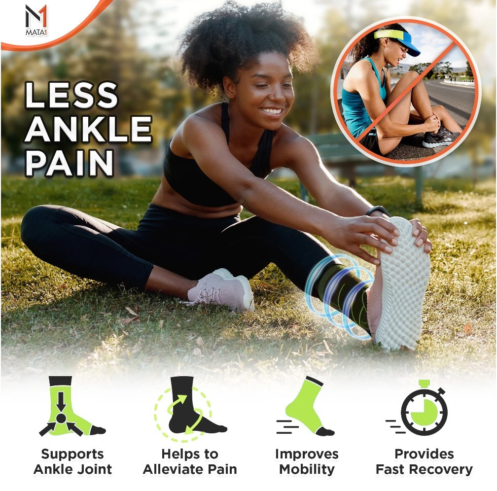 Mata1 – Ankle Brace for Plantar Fascitis Sprain Achilles – Black/Green- One Size