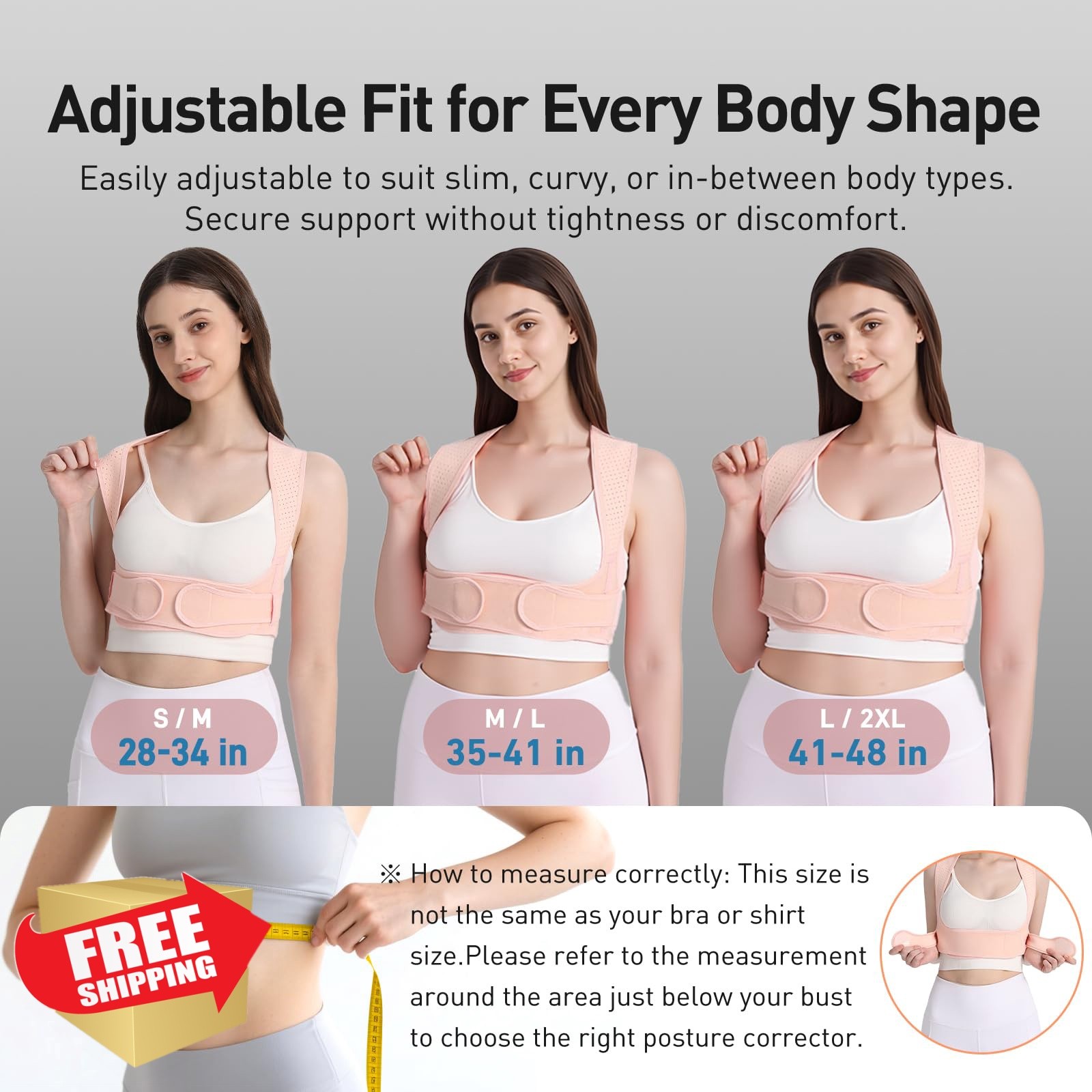 WNIEYO Back Brace Posture Corrector Pink S/M Shoulder Support