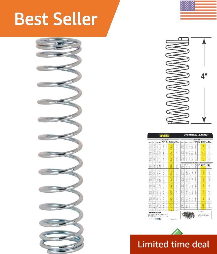 Durable Nickel-Plated Compression Springs – 0.080 GA, 2 Pack, 7/8 In. x 4 In.