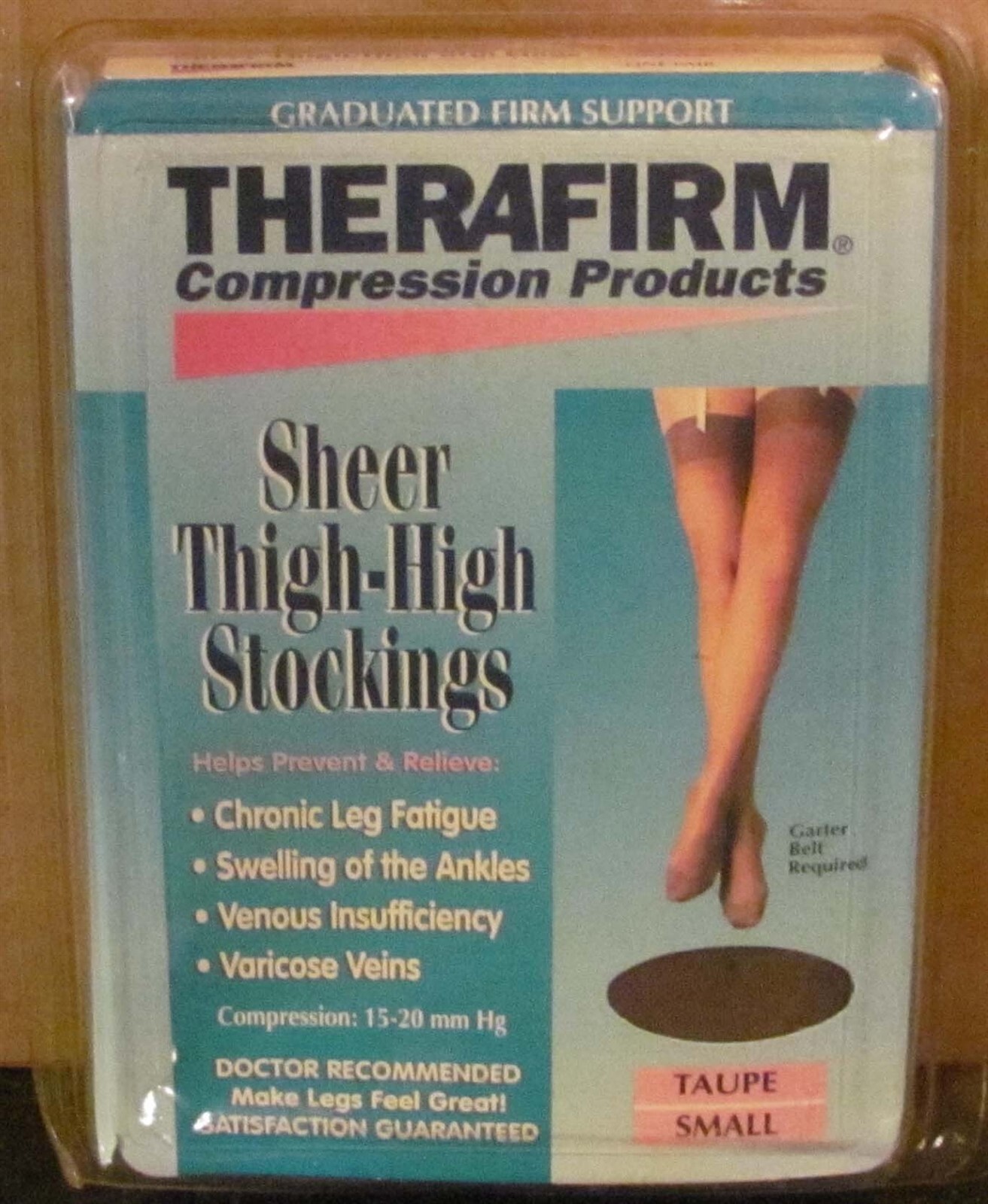 Therafirm Sheer Thigh-High Stockings 15-20 mm hg Small Taupe #68210 (NEW!)