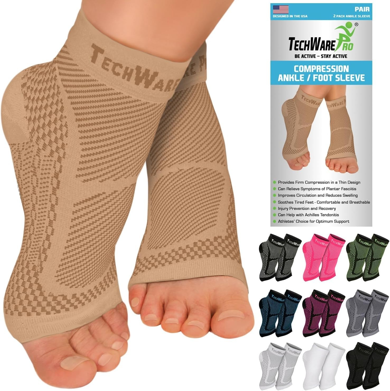Unisex Compression Ankle Sleeve – Relieve Achilles Tendonitis & Joint Pain, L/XL