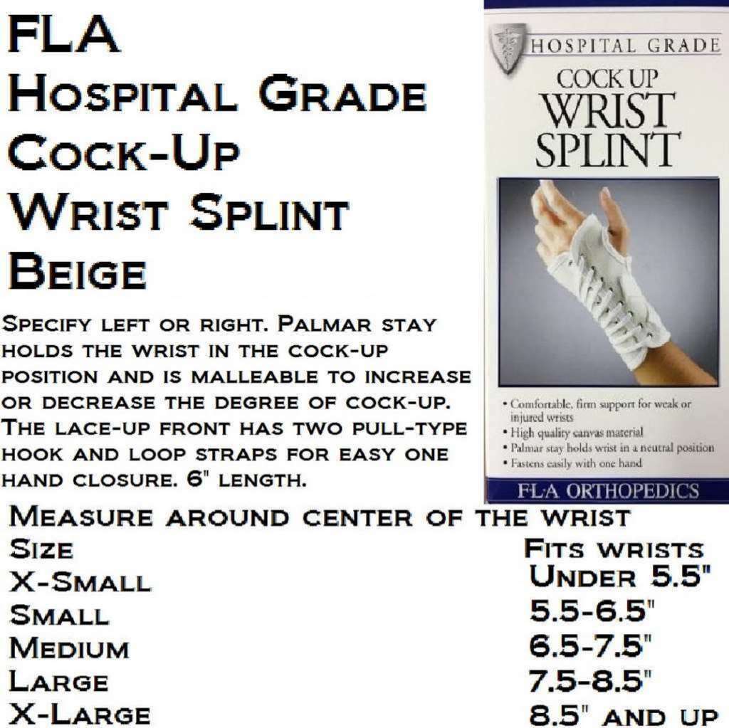 FLA Cock-Up Wrist Splint Left Hand Size: X-Large (Beige)