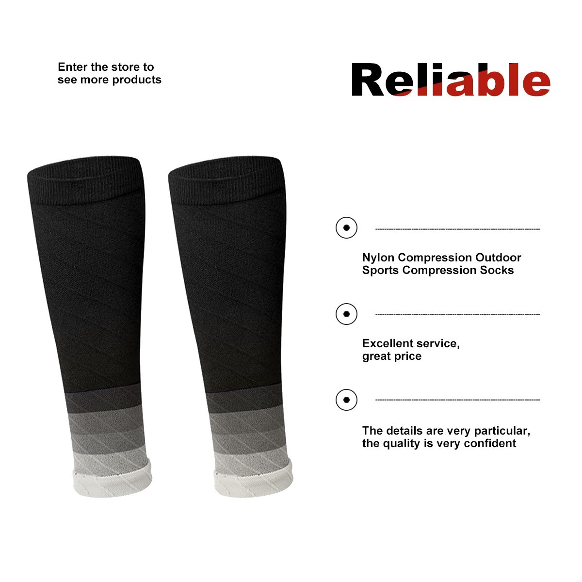 Compression Sports Socks Calf Support Assists Night Running Nylon Leggings Slim