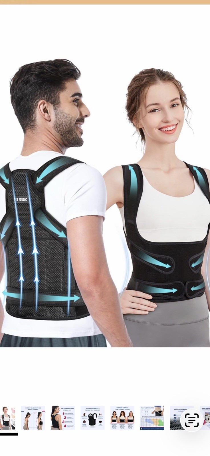 **Fit Geno Back Brace Posture Corrector – Adjustable Full Back Support for Men &