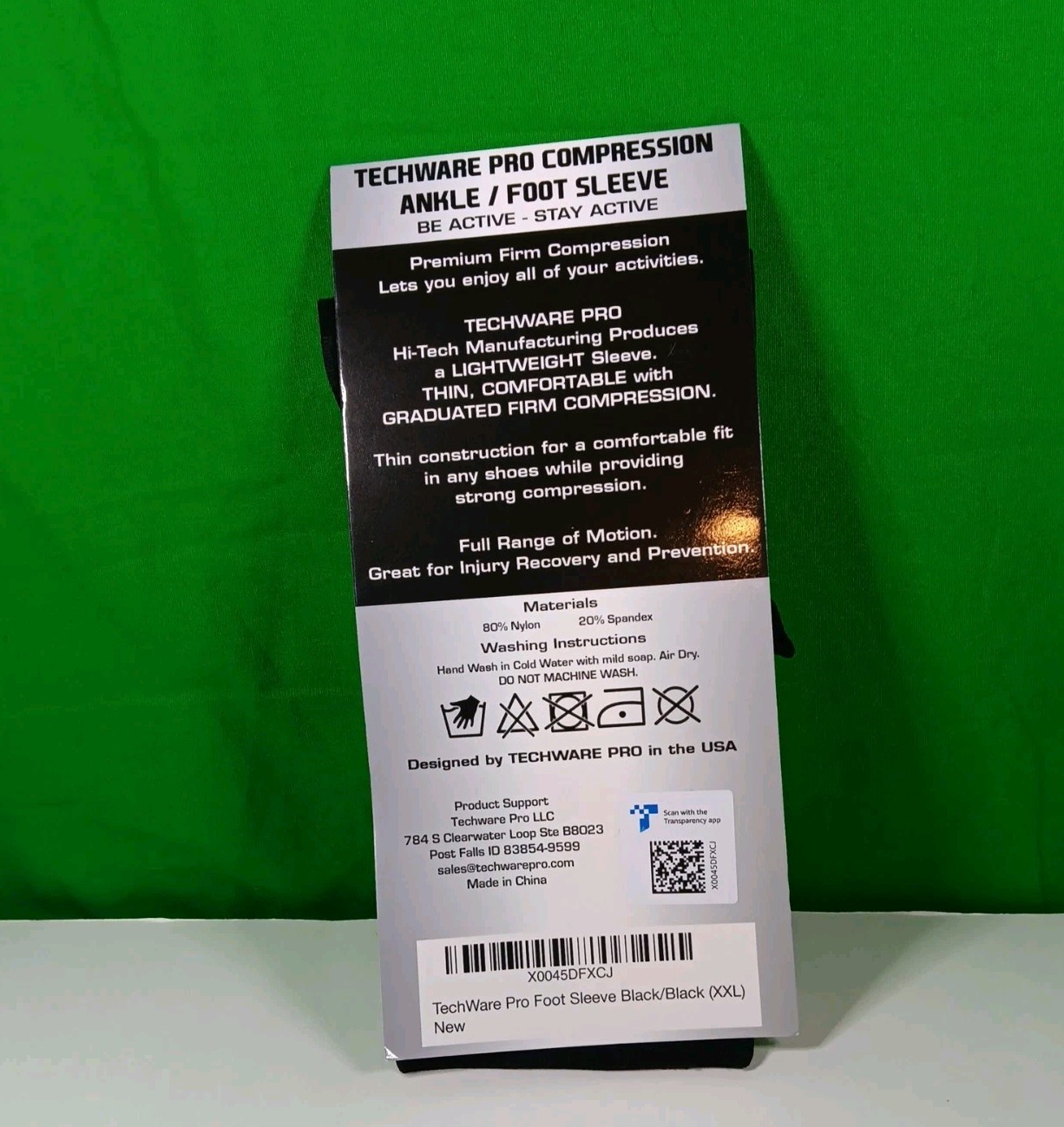 Techware Pro Compression Ankle Foot Sleeve Size L/XL