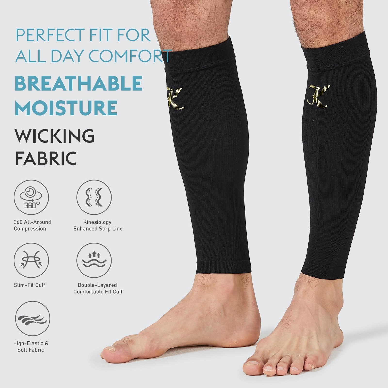 Calf Compression Sleeves for Men and Women Leg Brace for Running Cycling